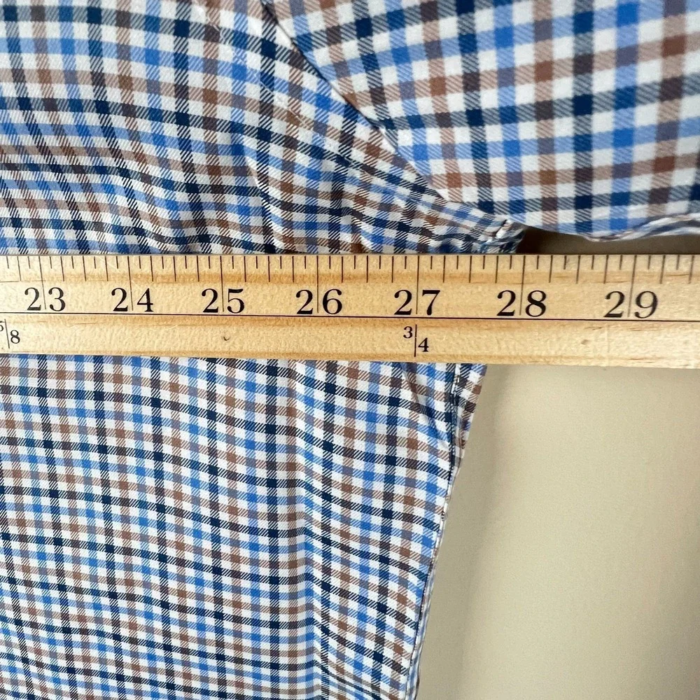 UNTUCKit‎ XXXL Wrinkle Free Button Down Shirt Blue Brown Plaid Cotton